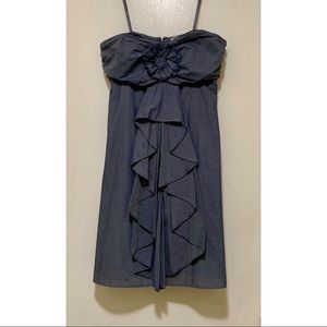 J.Crew Chambray Strapless Dress with Flower Detail
